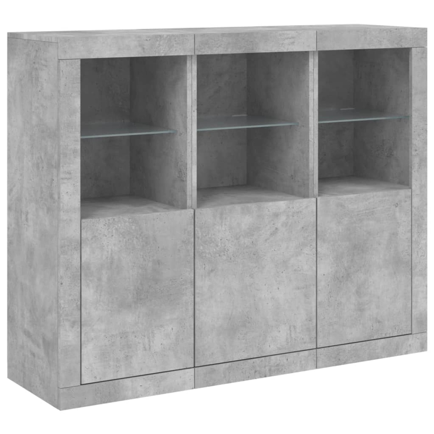 vidaXL Sideboards mit LED-Leuchten 3 Stk Betongrau Holzwerkstoff 3209103 günstig online kaufen