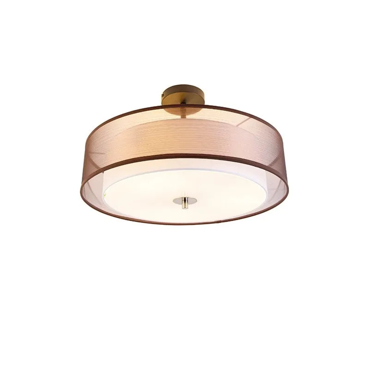 QAZQA Moderne Deckenleuchte Braun mit Weiß 50 cm 3 Lichter Drum Duo