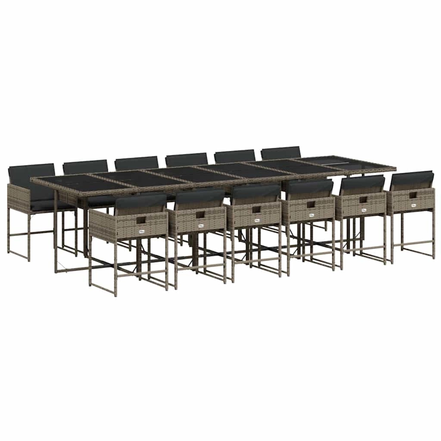 vidaXL 13-Tlg Garten-Essgruppe mit Kissen Grau Poly Rattan 3211304 günstig online kaufen