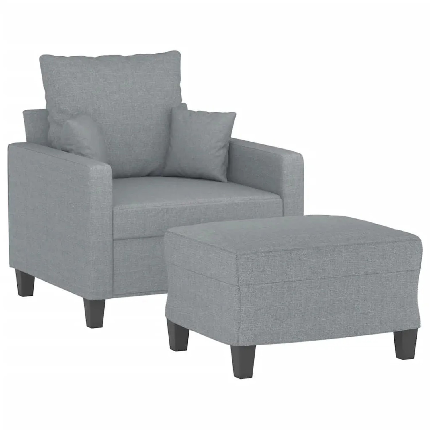 vidaXL Sessel mit Hocker Hellgrau 60 cm Stoff 3201081