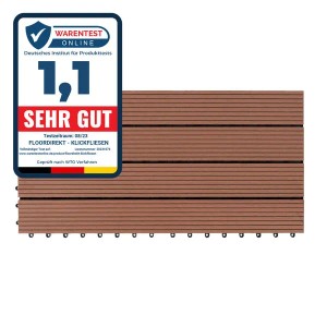 Wetterbeständige, hellbraune WPC Klickfliese Royal in Holzoptik für Terrasse & Balkon, 30x60 cm.