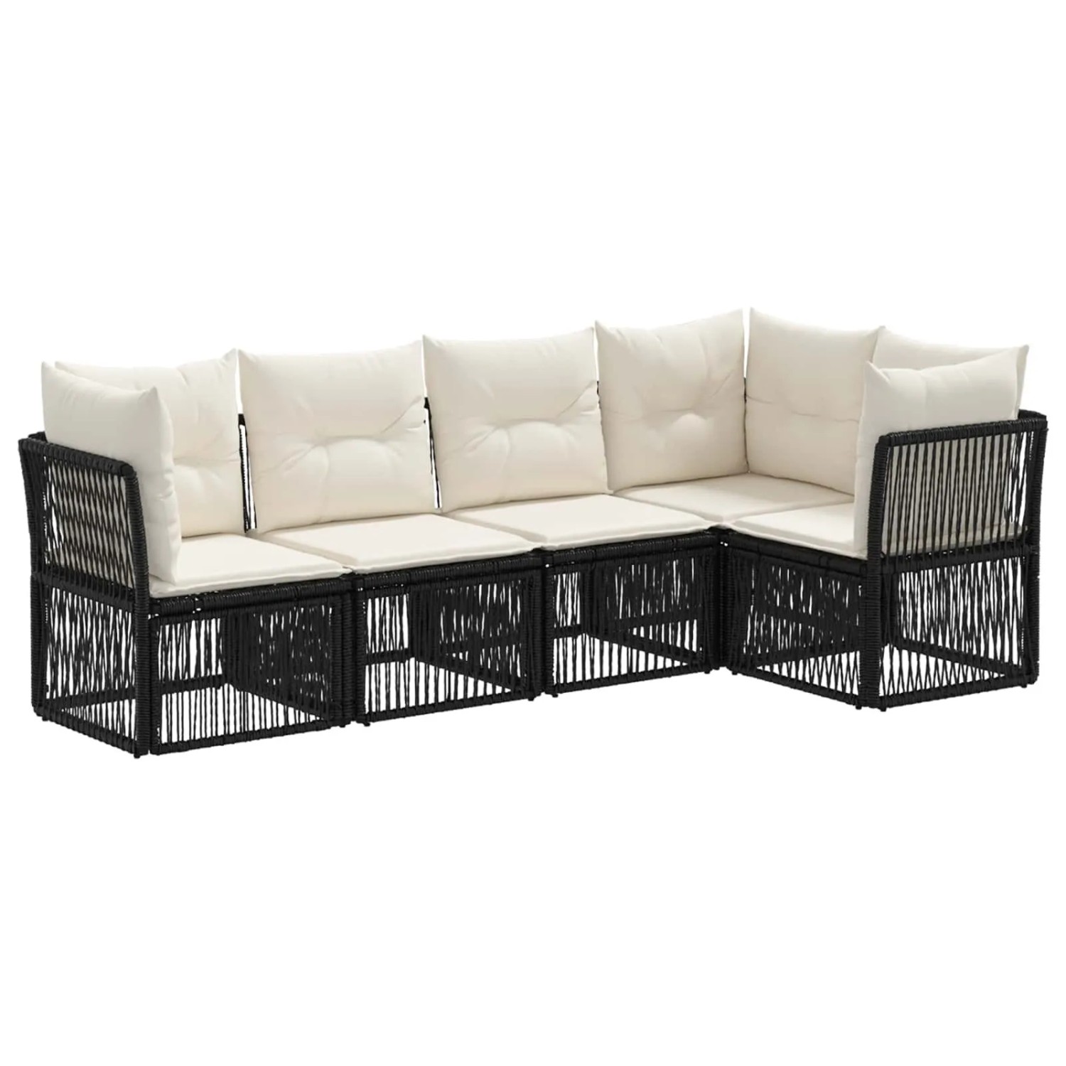 vidaXL Gartensofa-Set 5-Tlg Schwarz Poly-Rattan 3434215