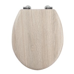 MSV WC-Sitz Parkett aus MDF mit Holzeffekt und Edelstahl-Scharnieren.