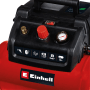 Einhell Kompressor TC-AC 190/6/8 Ölfrei: Kompakter Druckluftkompressor mit Manometer und rotem Einstellknopf.