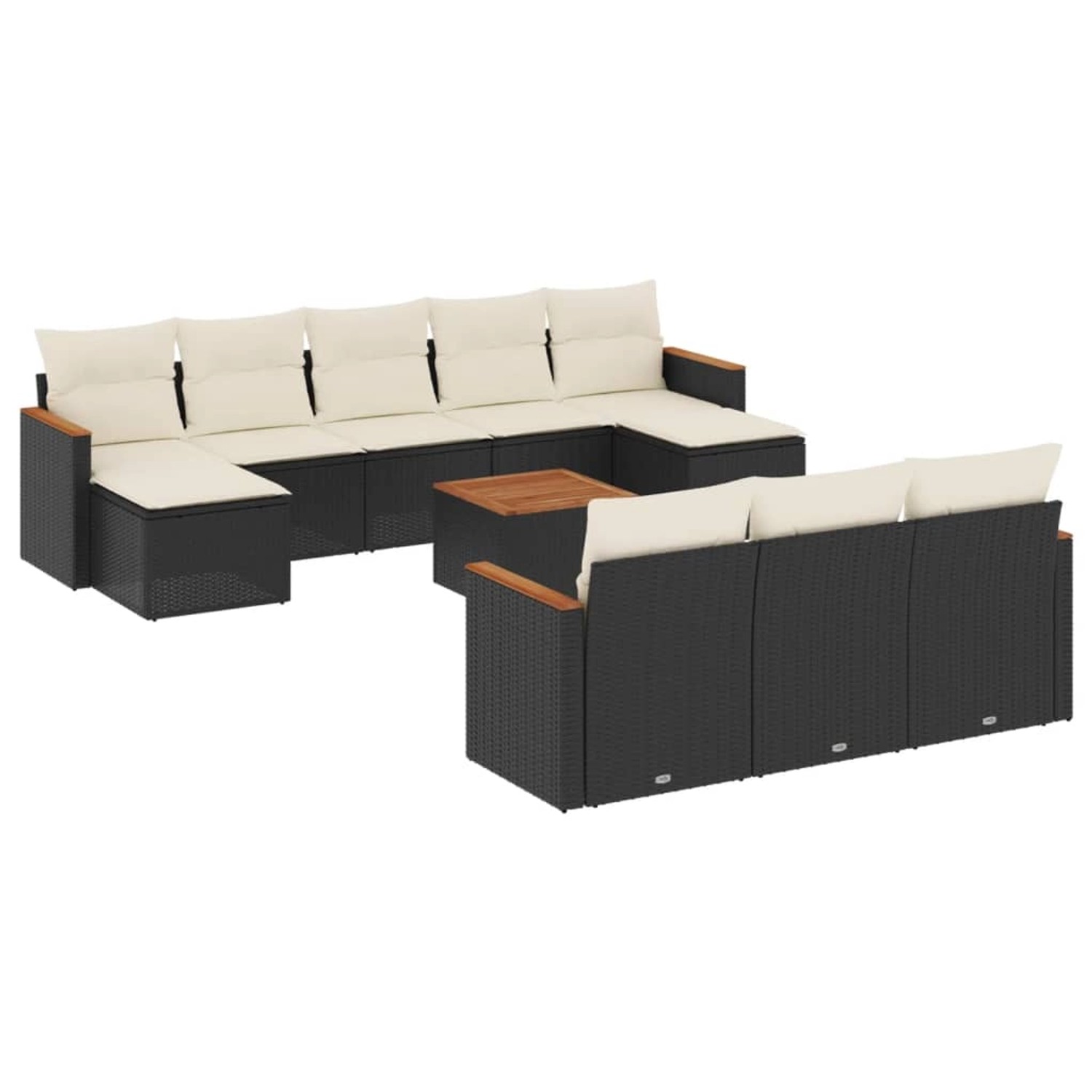 vidaXL 11-Tlg Garten-Sofagarnitur mit Kissen Schwarz Poly Rattan 3258822 günstig online kaufen
