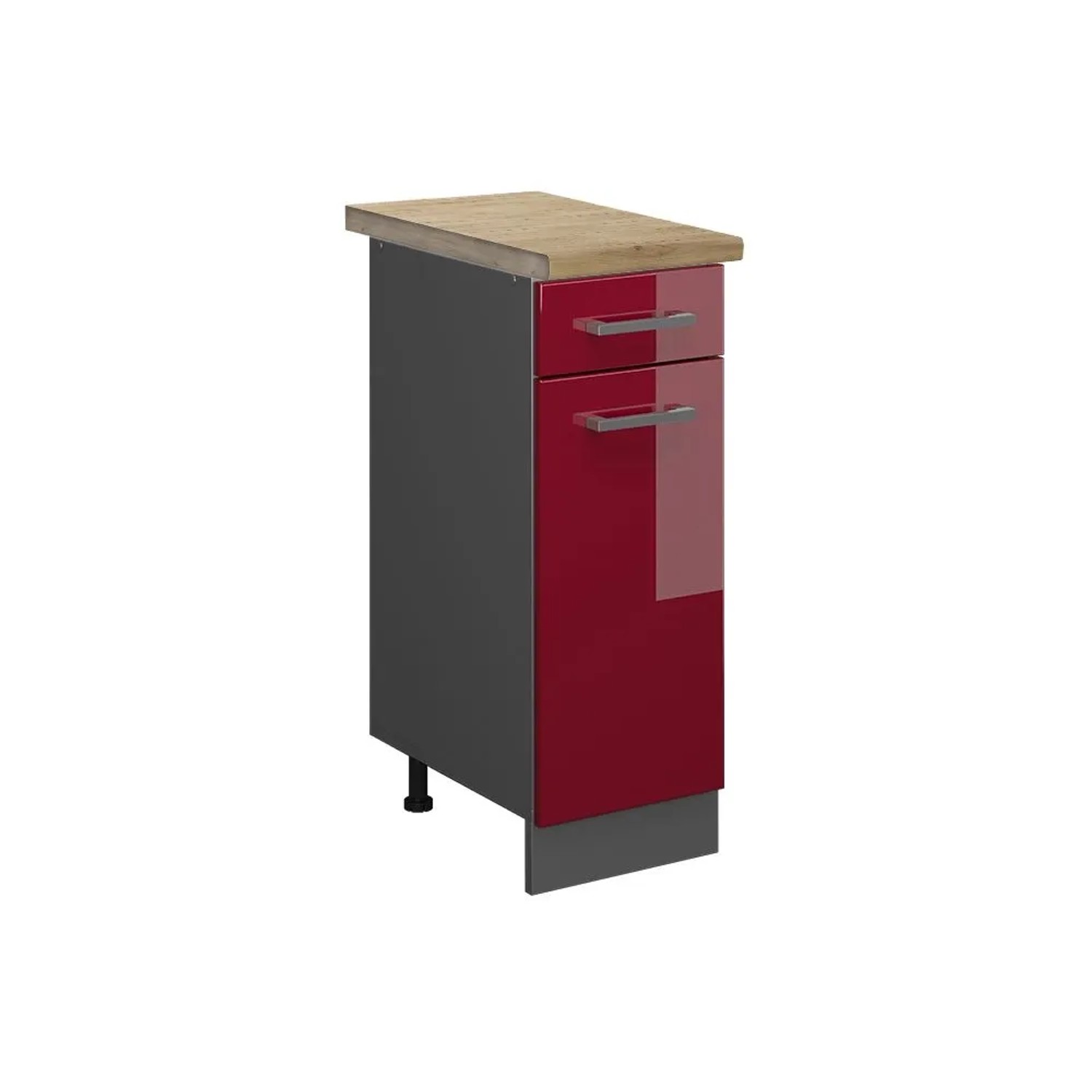 Vicco Küchenunterschrank R-Line Rot Hochglanz 30 x 82 AP Eiche Opt2