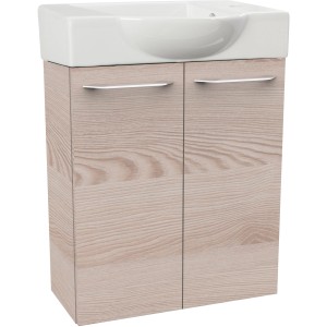 Fackelmann Waschbeckenunterschrank SBC Alaska Esche, 52 cm breit, mit zwei Türen und Aufsatzwaschbecken.