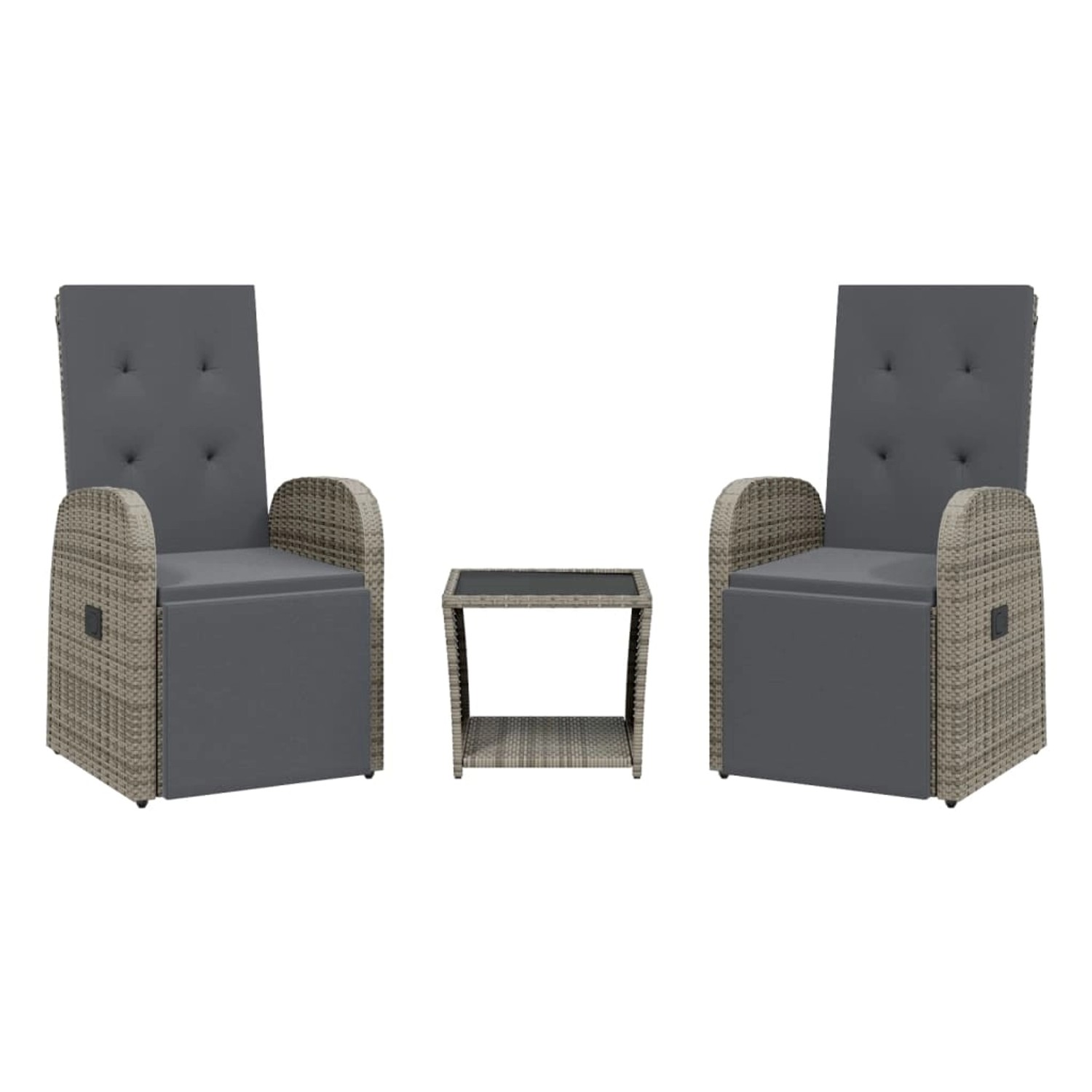 vidaXL 3-Tlg Garten-Essgruppe mit Kissen Grau Poly Rattan 3277608 günstig online kaufen
