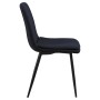 Ebuy24 Becca Esszimmerstuhl, blauer Stoff, schwarzes Metallgestell, Seitenansicht.