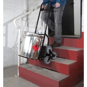 Westfalia Treppen-Sackkarre mit Last auf Treppe, klappbar, 120 kg Tragkraft, Metall schwarz.