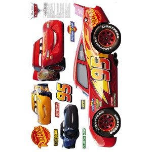 Disney Wandtattoo Cars: Lightning McQueen und Freunde in Rot und Gelb, 127x200cm.
