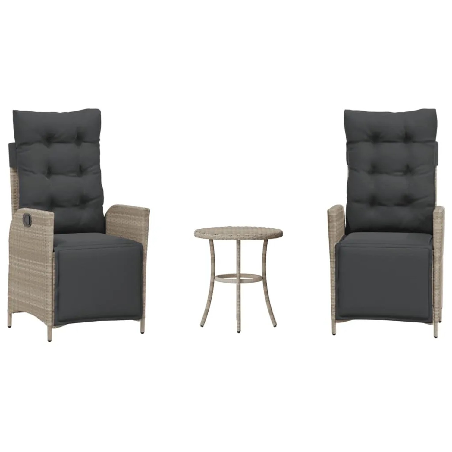 vidaXL 3-Tlg Bistro-Set mit Kissen Hellgrau Poly Rattan 365302