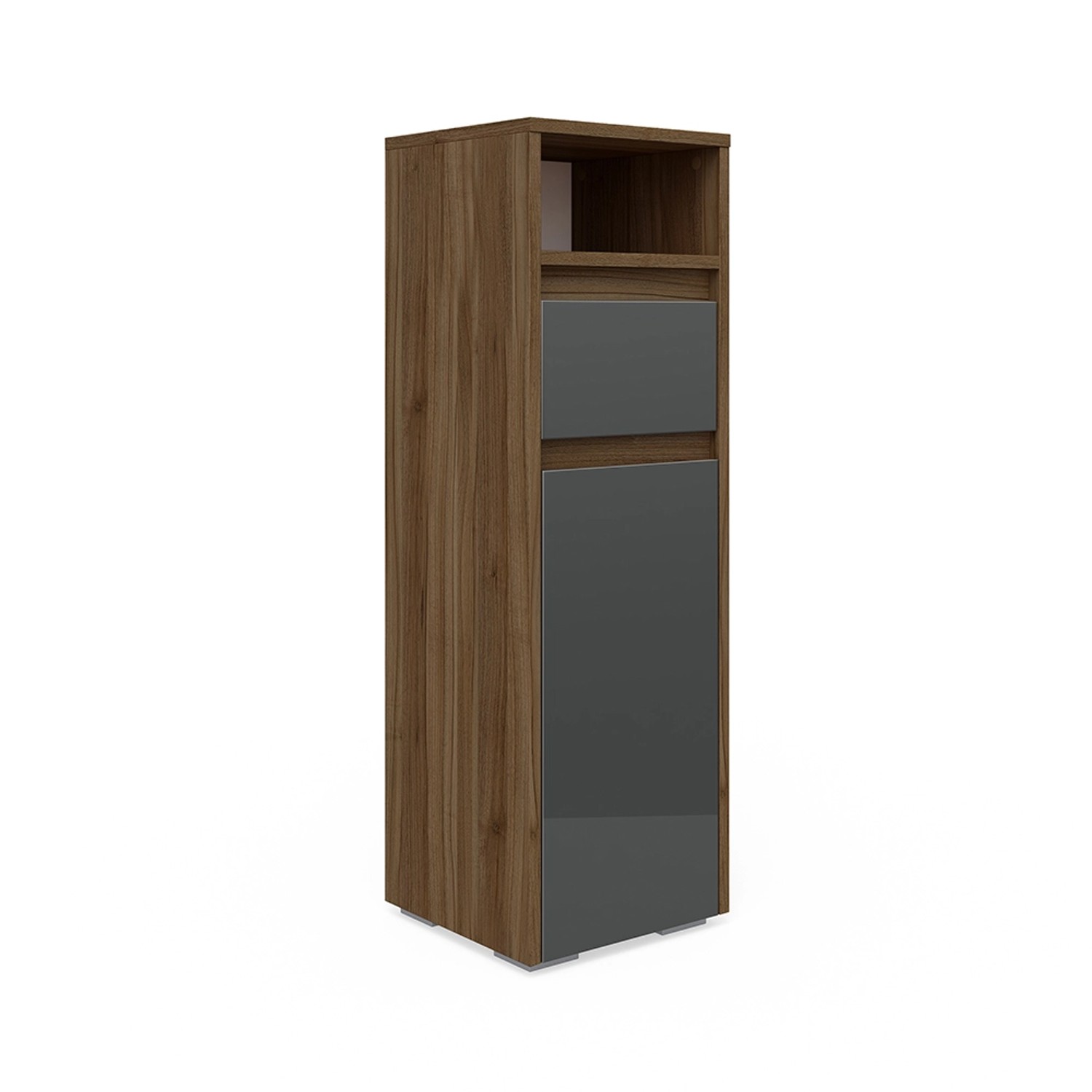 Vicco Midischrank Majest Anthrazit Hochglanz/Nussbaum 30 x 96 cm