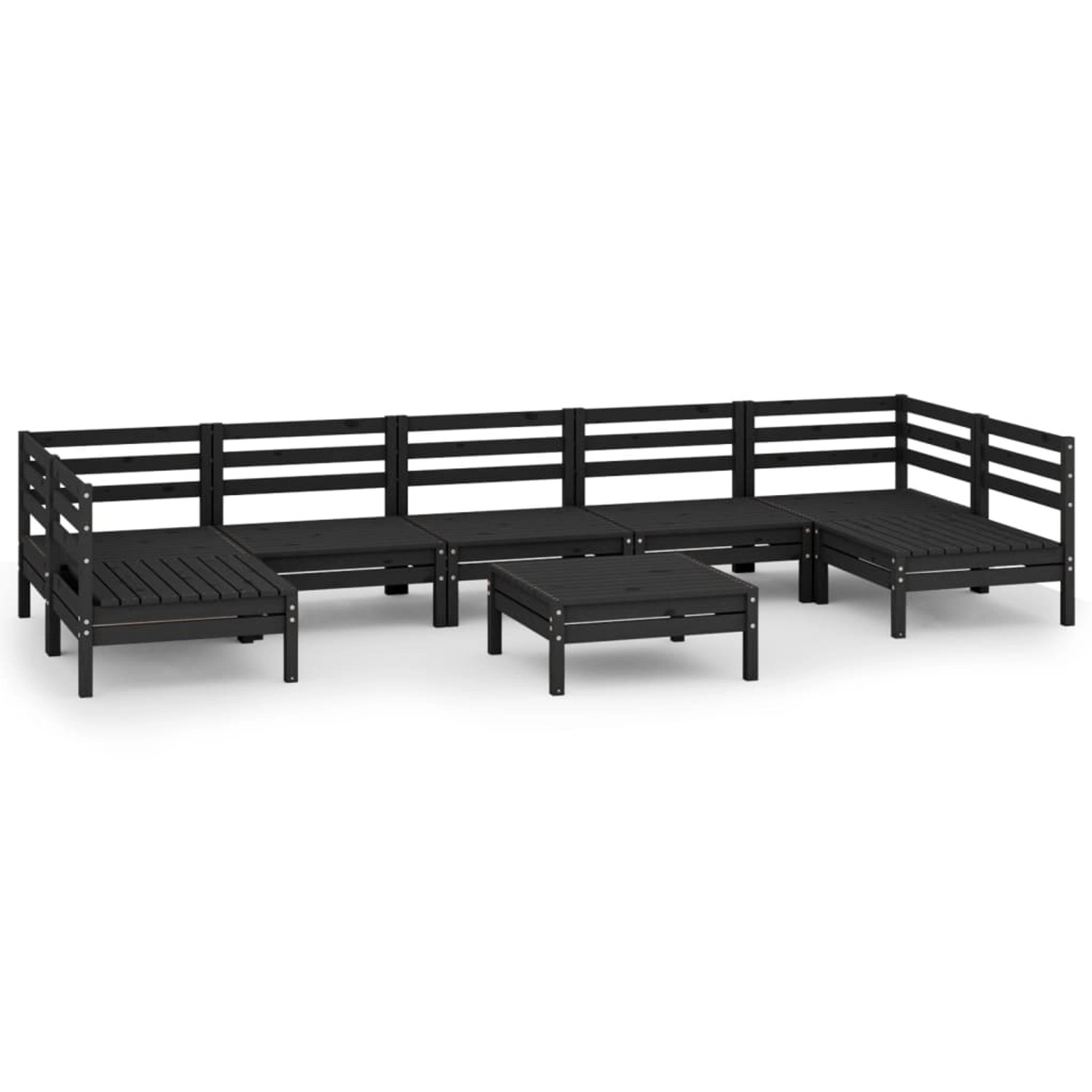 8-tlg. Garten-lounge-set Schwarz Massivholz Kiefer günstig online kaufen