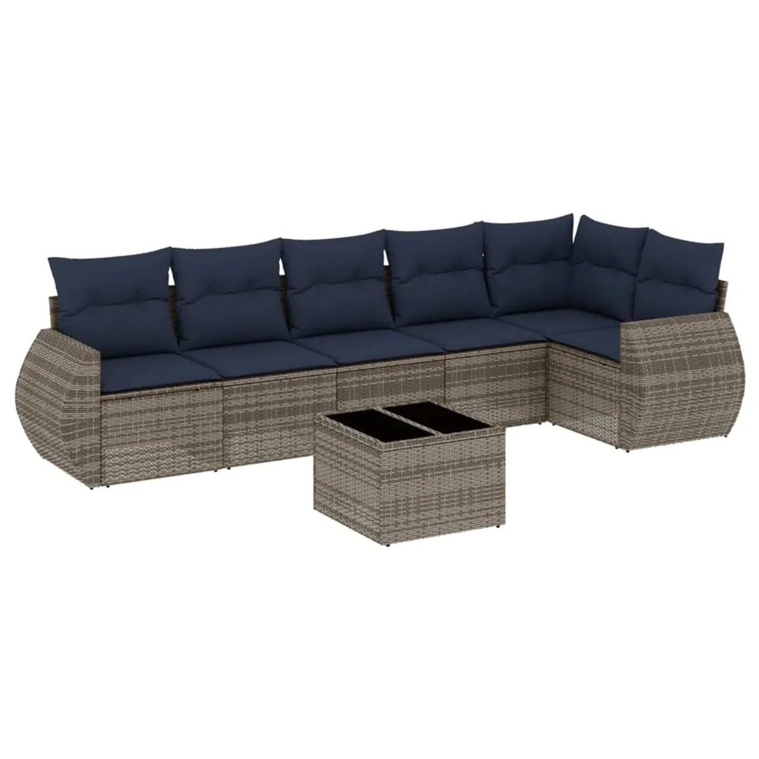 vidaXL 7-Tlg Gartensofa-Set mit Kissen Grau Polyrattan 3221400 günstig online kaufen