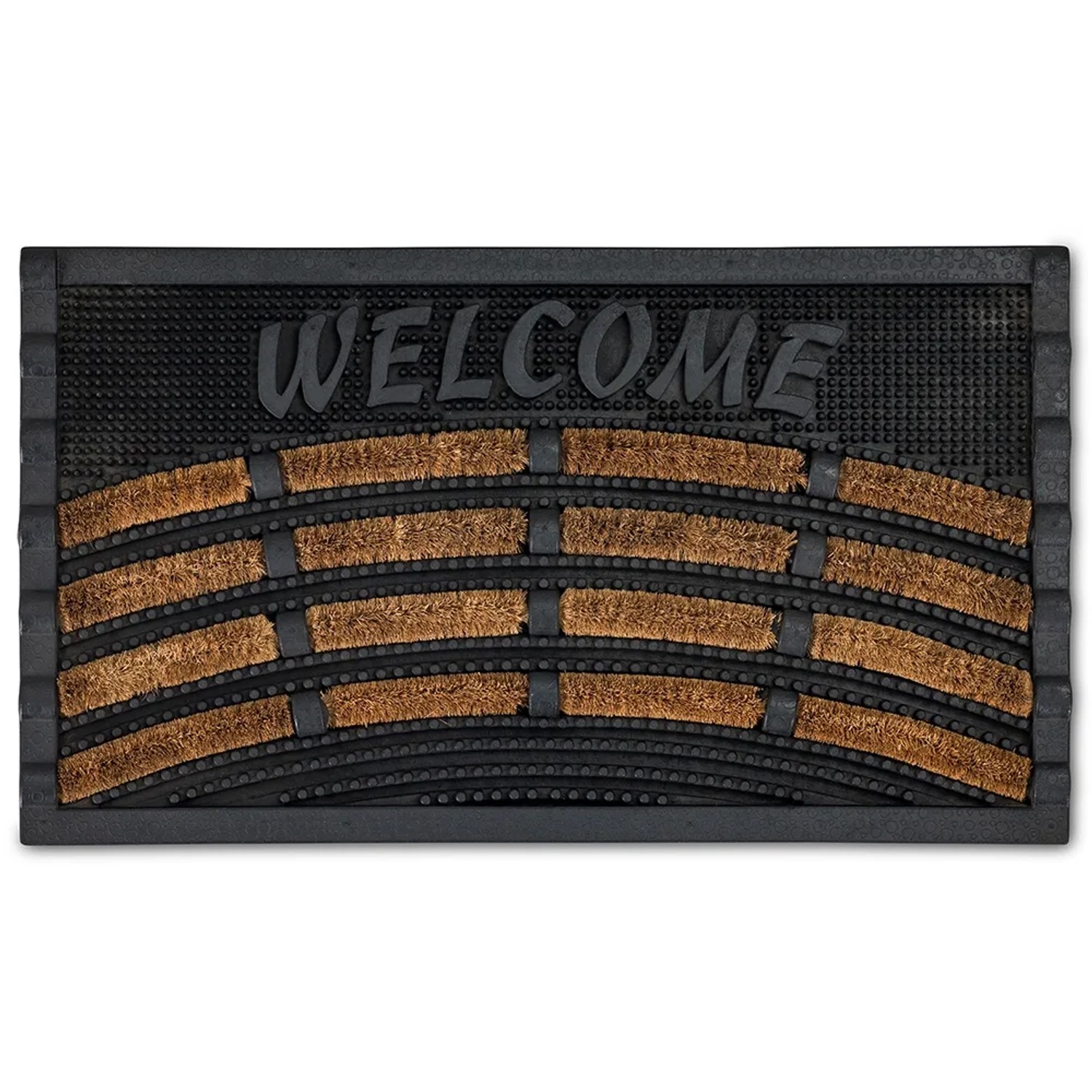 Astra Fußmatte Rimini mit Welcome Design, 40x60 cm, aus Gummi und Kokos für Innen- und Außenbereich.