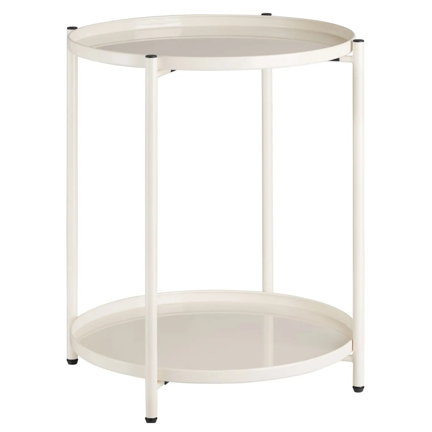 Tectake Beistelltisch Oxford Stahl Rund Mit Abnehmbaren Ablagen  45 50 x 45 50 x 53 cm Creme