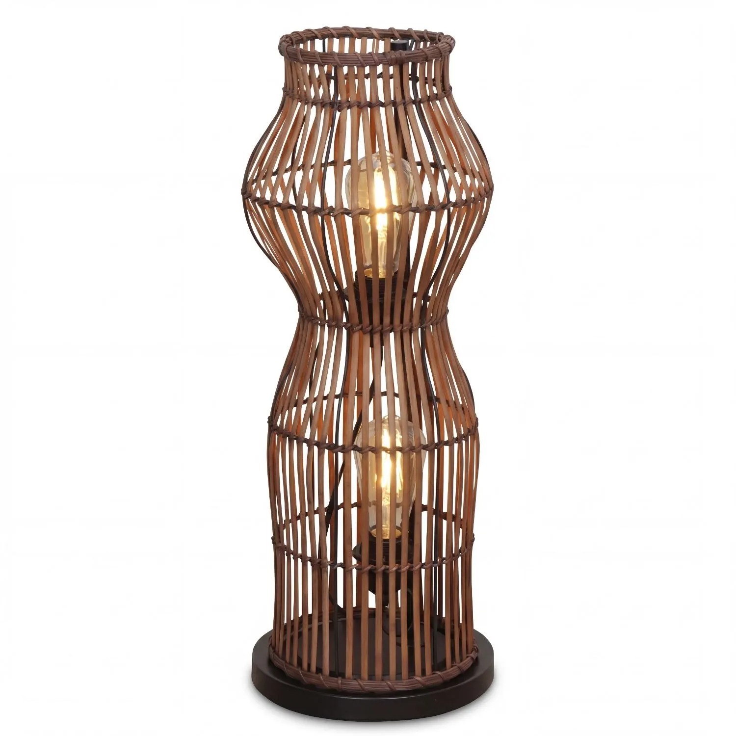 Licht-Erlebnisse Bodenleuchte Bambus 60 CM Hoch Braun 2X E27 Boho Dekorativ