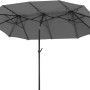 Anthrazitfarbener Schneider Balkonschirm Salerno 300x150 cm mit Knickfunktion.