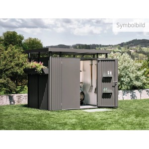 Biohort Metall-Gerätehaus HighLine H6 Dunkelgrau-Metallic 8,53 m² Doppeltür