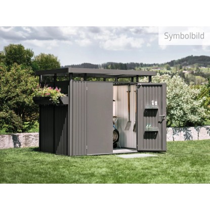 Biohort Metall-Gerätehaus HighLine H6 Dunkelgrau-Metallic 8,53 m² Doppeltür