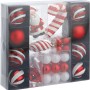 Weihnachtsbaumschmuck Set Rot/Weiß: Kugeln, Sterne, Weihnachtsmann, Zuckerstange. 48-teiliges Deko-Set.