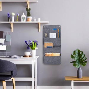 Relaxdays Hängeorganizer Filz Grau 2er Set 3 Fächer 65 cm x 30 cm x 5 cm 220 g