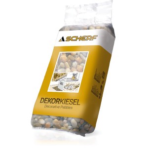 Sack bunte Flusskiesel, 16-32 mm, 10 kg, ideal für Garten- und Landschaftsbau.