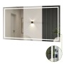 Rechteckiger Badspiegel mit LED-Beleuchtung, Drehknopf und Wandschalter, 100x60 cm.