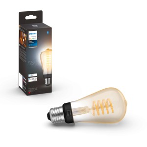 Philips Hue Filament Leuchtmittel E27 ST64, Vintage-Look, warmweißes Licht, mit Verpackung.