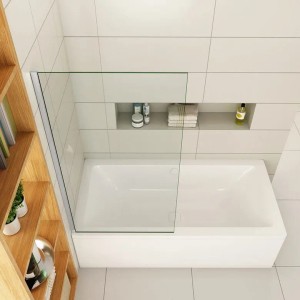 Duschparadies Badewannenaufsatz 70x140cm, 6mm ESG Glas, chromglänzender Rahmen.