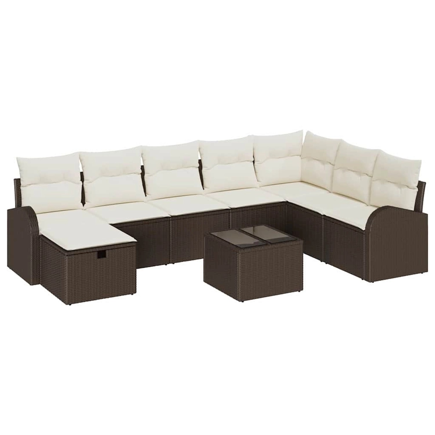 vidaXL Garten-Sofa-Set mit Kissen mit Speicher 9-Tlg Braun Poly Rattan 3360 günstig online kaufen