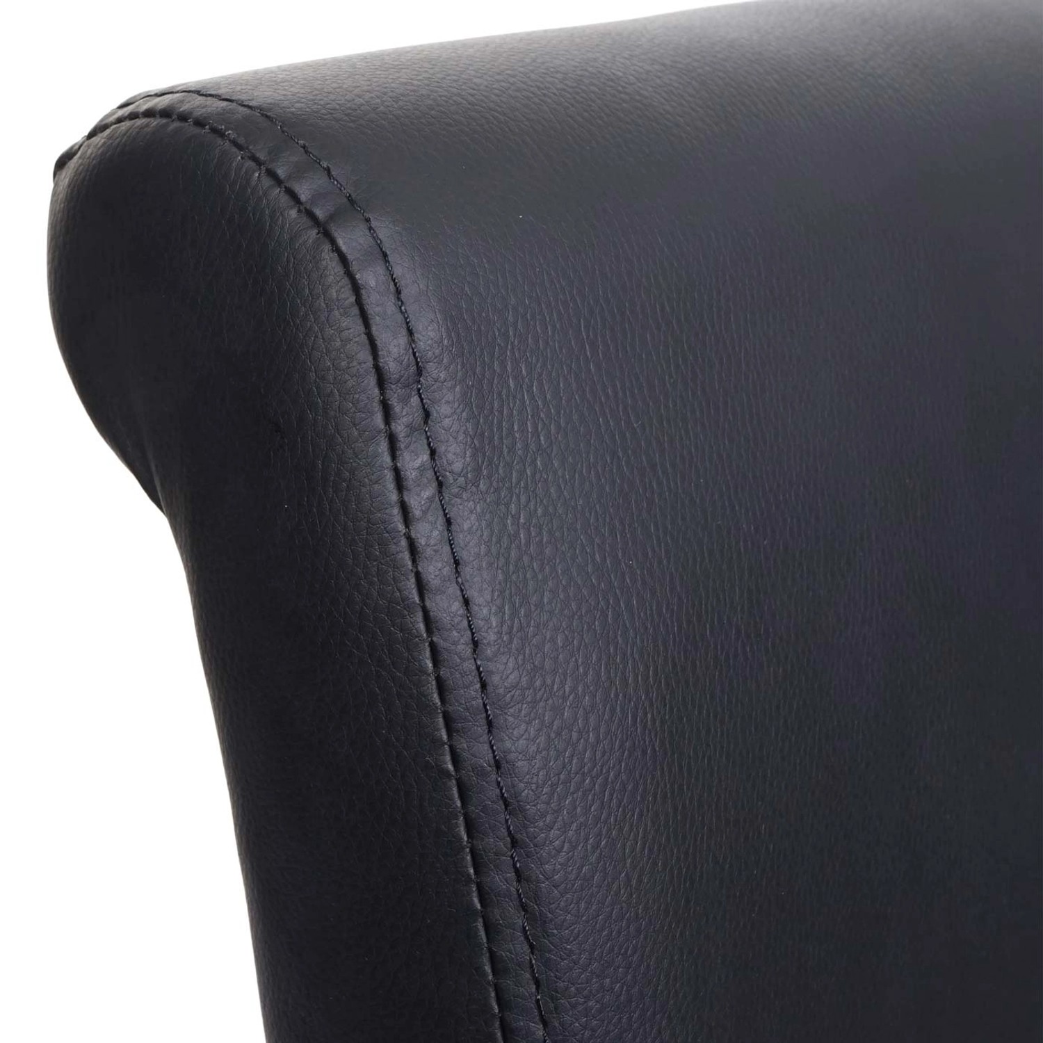 Detailaufnahme: Schwarzer MCW Esszimmerstuhl M37 Leder, weiße Füße (Polsterstuhl)