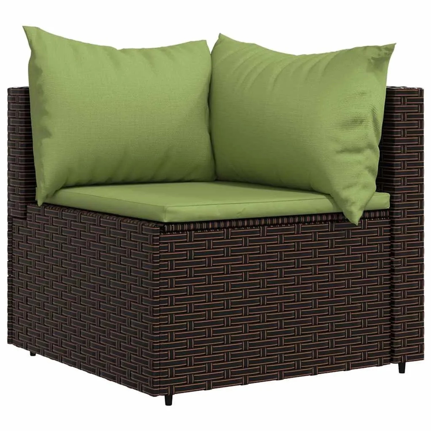 vidaXL Garten-Ecksofa mit Kissen Braun Poly Rattan 319825