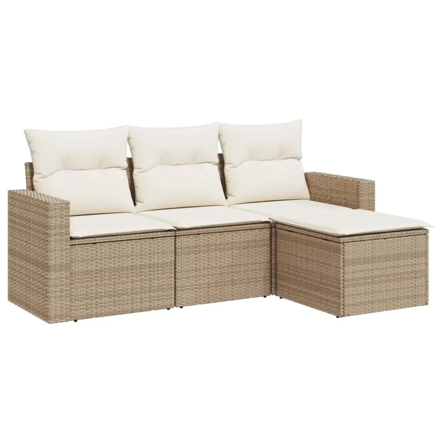vidaXL 4-Tlg Garten-Sofagarnitur mit Kissen Beige Poly Rattan 3251205 günstig online kaufen