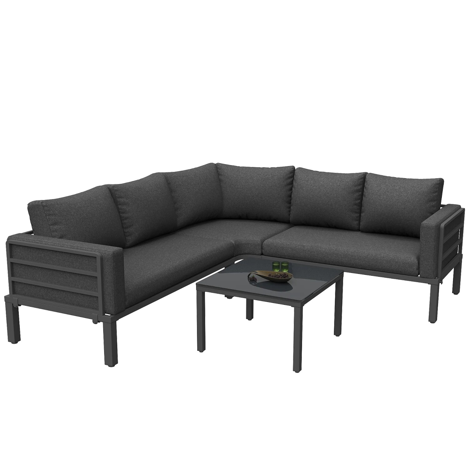Okwish Gartenmöbel-Set Bequeme Gartenmöbe Mit Verstellbaren Beinen Grau