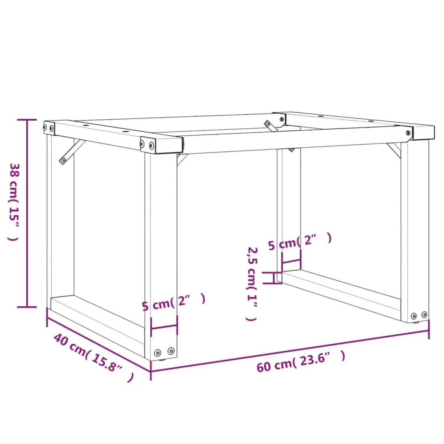 vidaXL Couchtischbeine O-Gestell 60x40x38 cm Stahl 357872_9