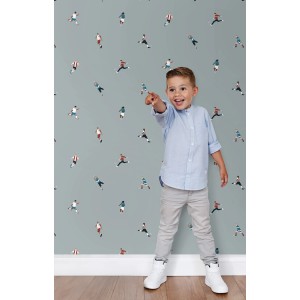 ESTAhome Tapete Fußballspieler Hellblau 50 X 900 Cm 131280