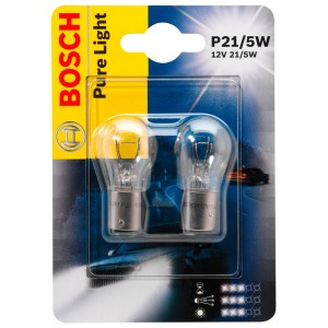 Bosch GLL Pure Light P21/5W, 2er-Pack Auto-Glühlampen für Anzeigen und Beleuchtung.