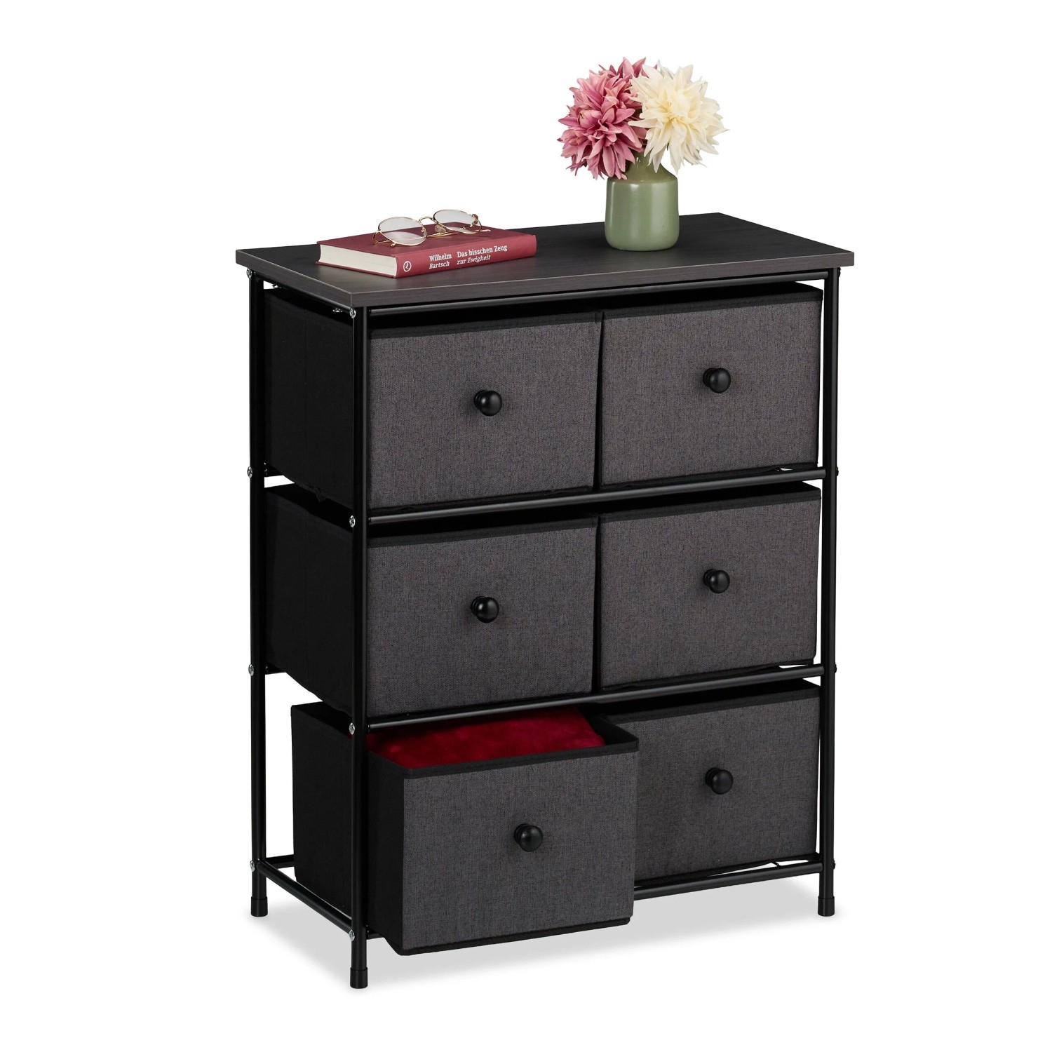 Relaxdays Kommode Metall 6 Schubladen 73 cm x 60 cm x 32 cm 5,6 kg