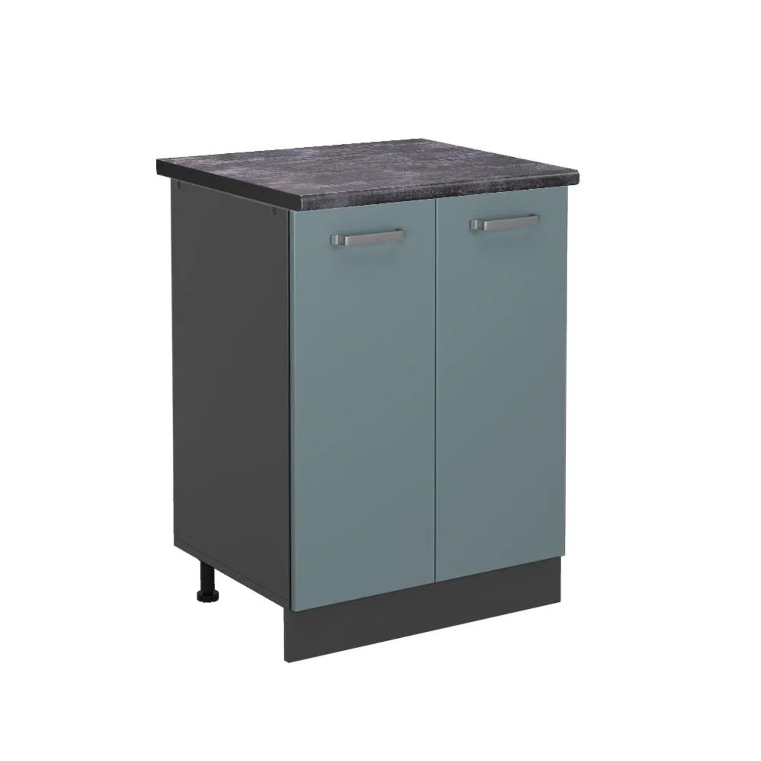 Vicco Küchenunterschrank R-Line Blau-Grau Anthrazit 60 cm AP Anthrazit mit Anthrazit Korpus Opt 2