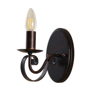 Lucande Wandleuchte Wandlampe Innen Caleb 9620533 Landhaus Vintage Rustikal in Braun aus Metall 1-flammig E14 Flurleuchte