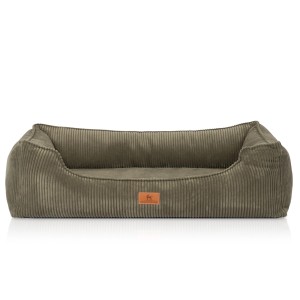 Khaki Knuffelwuff Hundebett Nunavut Orthopädisch Cord, Größe M-L (85x63cm).