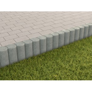 Diephaus Minipalisade gekehlt, grau, als Rasenkante und Beetbegrenzung.