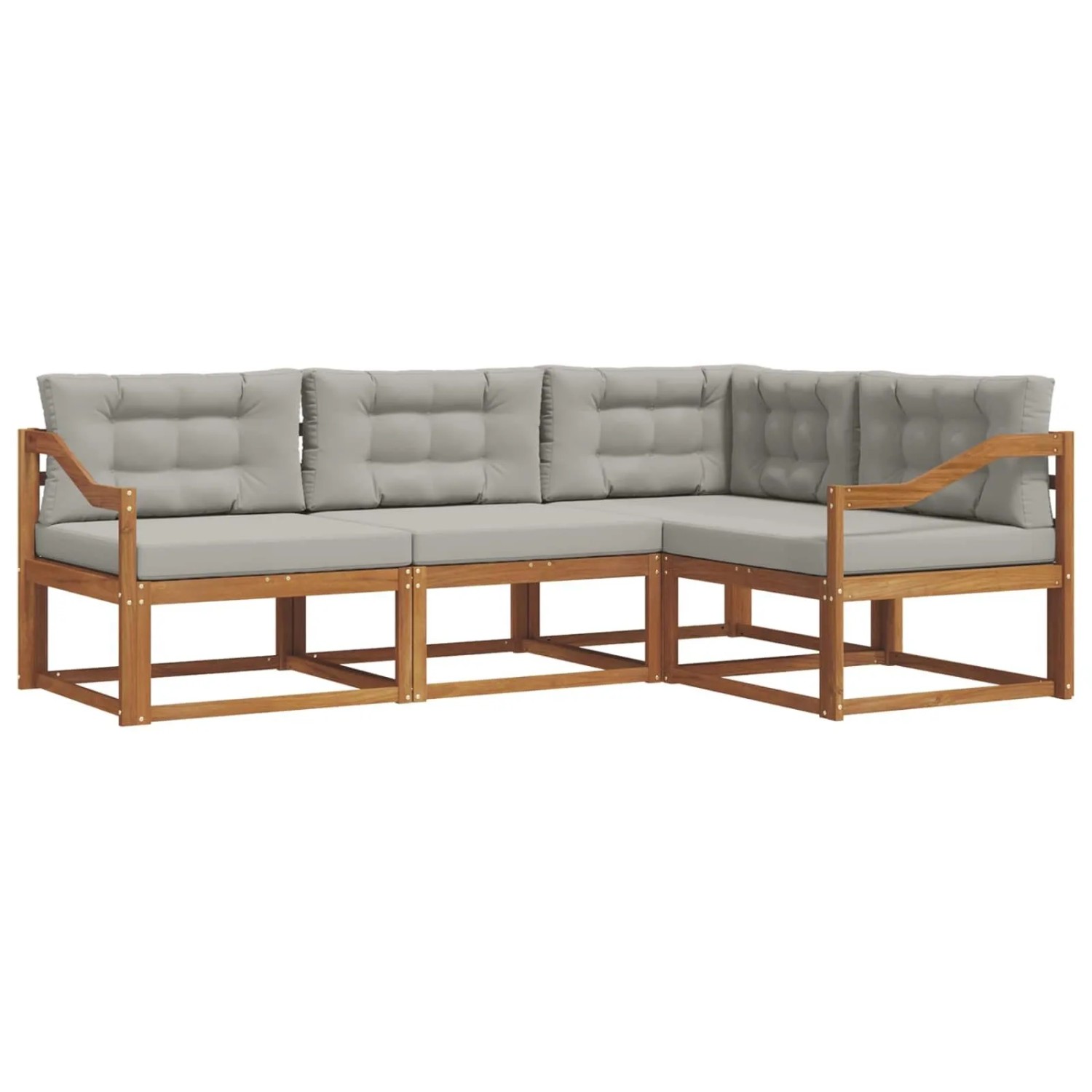 vidaXL Outdoor-Sofagarnitur mit Kissen 4-Tlg Natur und Hellgrau 3367524