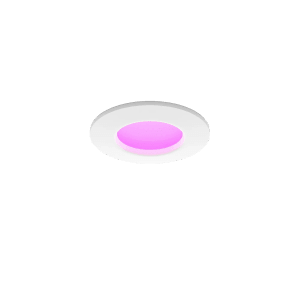 Weißer Philips Hue Slim Einbauspot mit farbigem Licht (9 cm) für smarte Beleuchtung.
