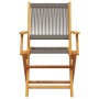 Grauer Gartenstuhl aus Akazienholz und Polypropylen, Teil des vidaXL Bistro-Sets.