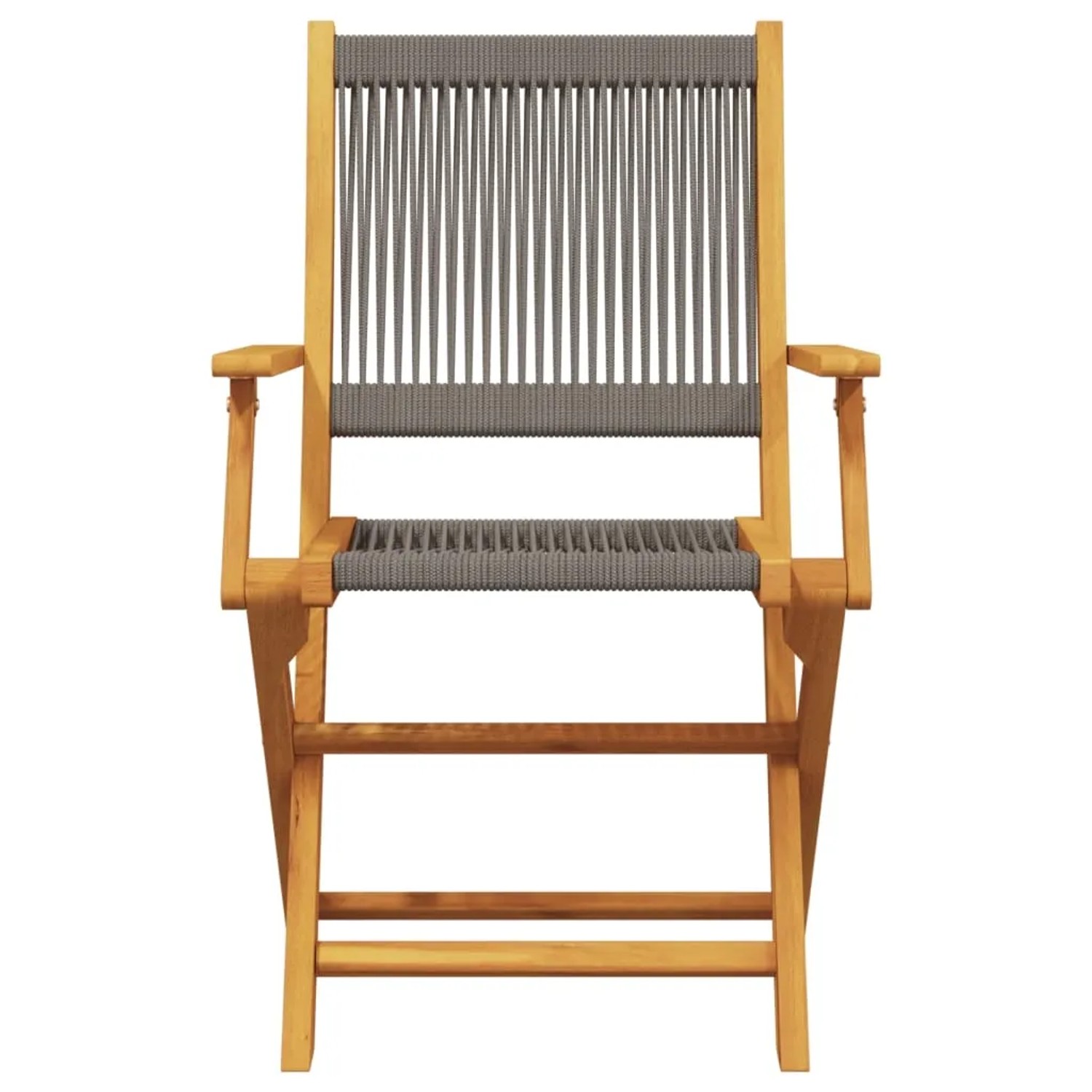 Grauer Gartenstuhl aus Akazienholz und Polypropylen, Teil des vidaXL Bistro-Sets.