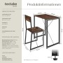 Tectake Sitzgruppe Margate 3 Teilig Esstisch Mit 2 Stühlen  138 x 80 x 90 cm Industrial Holz Dunkel  Rustikal_6