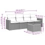 Beige 5-tlg. Garten Sofagarnitur mit Kissen aus Polyrattan. Gartenmöbel Set mit Tisch und Sitzkissen.